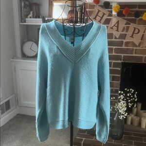 Cabi Soft Knit V-Neck Pullover Sweater – Light Blue | Size Small